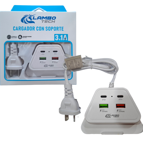 DOCK DE CARGA PUERTOS 2 USB + 2 TIPO C