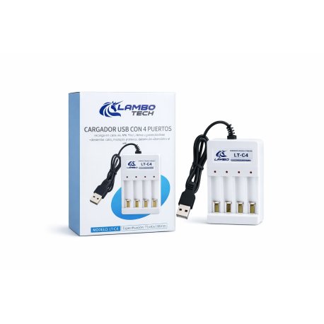 CARGADOR PILAS RECARGABLE USB AA Y AAA